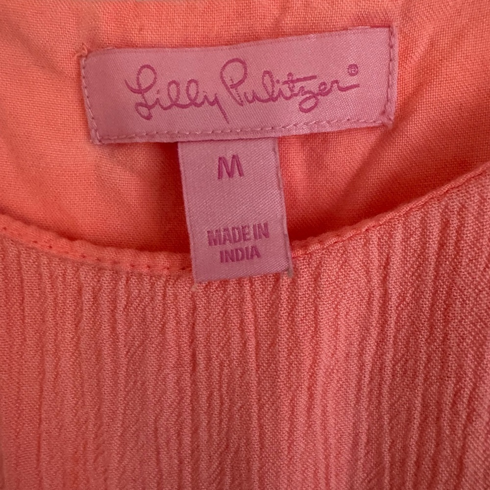 Lilly Pulitzer Coral Pink Flowy Tank Top Peplum Ruffle Camisole Size M - Picture 3 of 5